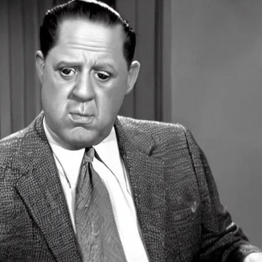 Image similar to moe from the three stooges as perry mason