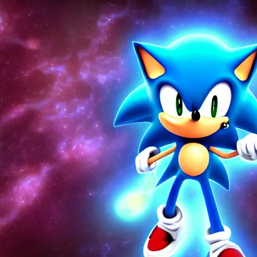 Prompt: cosmic scary sonic hd, dark, fantasy, smooth, dynamic lighting, pixiv style