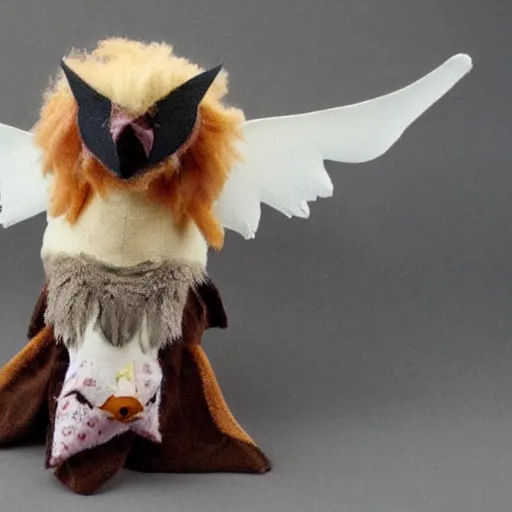 Prompt: a cute ( dnd ) griffon! with seagull head plush! doll