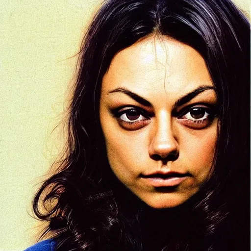 Image similar to “ mila kunis retro minimalist portrait by jean giraud, art of moebius, sharp, smooth face, comic, 8 k ”