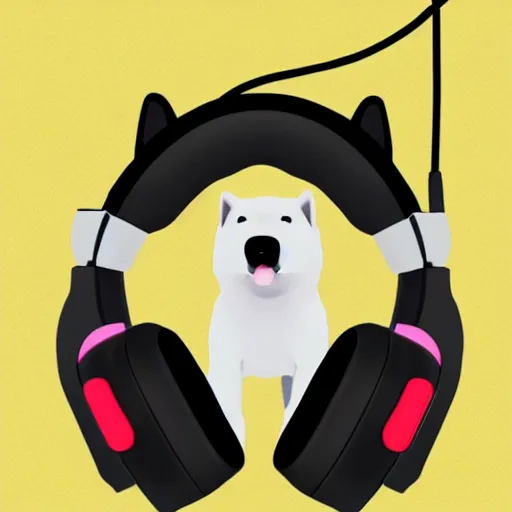 Image similar to shiba inu wearing a gaming headset, playing on computer with screen glowing on face, digital art, 8 k, trending on artstation, high res