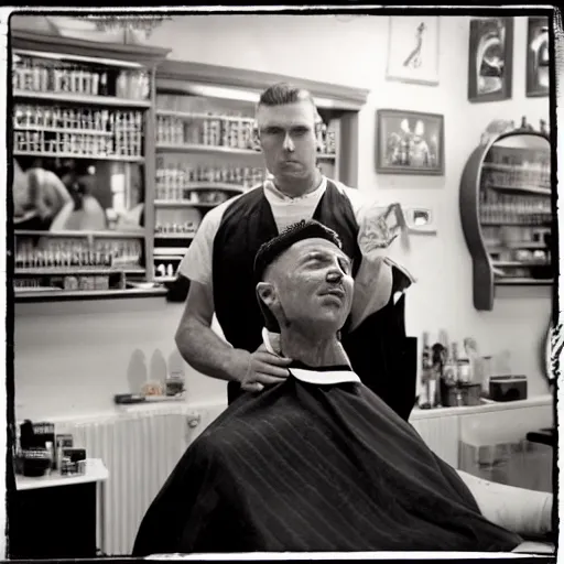 Prompt: floyd the barber longs for the good old days