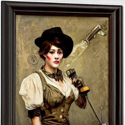 Image similar to female steampunk miner by alfred stevens