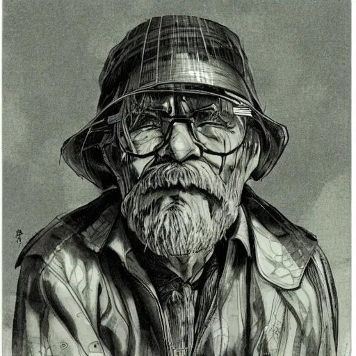 Image similar to old man, by yoshitaka amano,