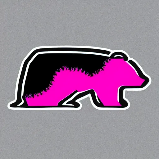 Image similar to a cute pink fluffy vector podcast logo of a streaming bear, golden ratio, iconic, award winning, line art, bold, playful