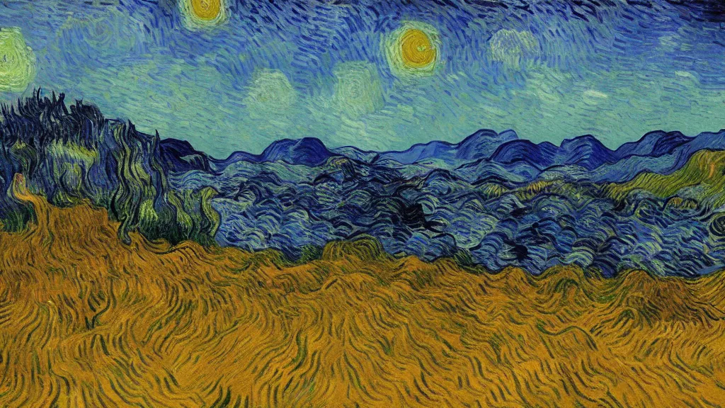 Image similar to a stunning landscape by vincent van gogh