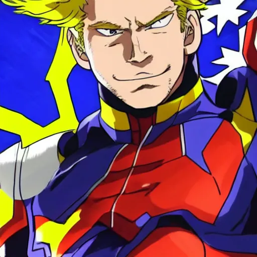 Prompt: chris pratt as all might from my hero academia