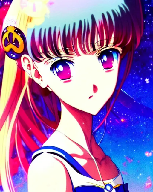 Image similar to Anime as Sailor Moon girl || cute-fine-face, pretty face, realistic shaded Perfect face, fine details. Anime. realistic shaded lighting poster by Ilya Kuvshinov katsuhiro otomo ghost-in-the-shell, magali villeneuve, artgerm, Jeremy Lipkin and Michael Garmash and Rob Rey Sailor-Moon Sailor Moon