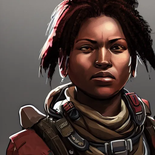 Prompt: Portrait of Pathfinder from Apex Legends, in a dark and gritty style. Dramatic lighting, high quality, realistic.