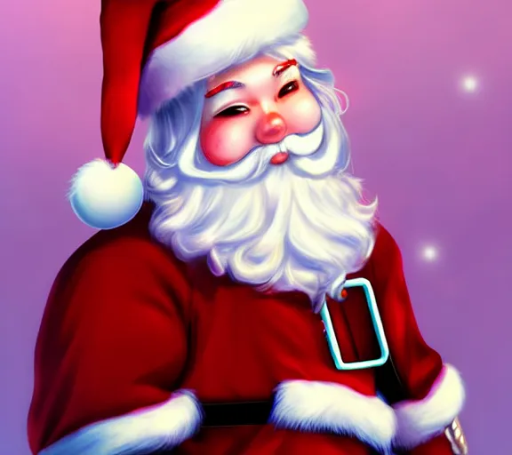 Image similar to femboy santa claus by JeeHyung lee, Anna Nikonova aka Newmilky, trending on artstation, 2D art, 2dcg #digital art #cute #girls photoshop