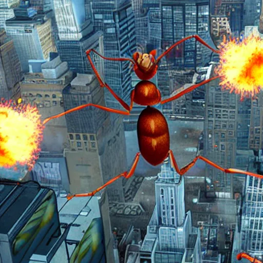 Image similar to giant ant attacking new york, edf, earth defense force