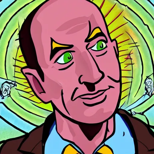 Image similar to jeff bezos as a scooby doo villain, cartoon