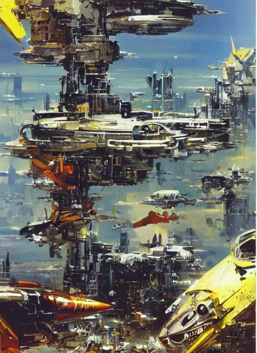 Image similar to spacious bg. simple. masterpiece book cover illustration by the great famous sci - fi artist john berkey.