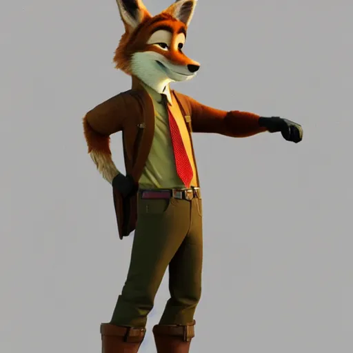 Image similar to half body shot, 3 d render, anthropomorphic coyote male, wearing along brown leather maxi coat, in the style of zootopia, highly detailed attributes and atmosphere, dim volumetric cinematic lighting