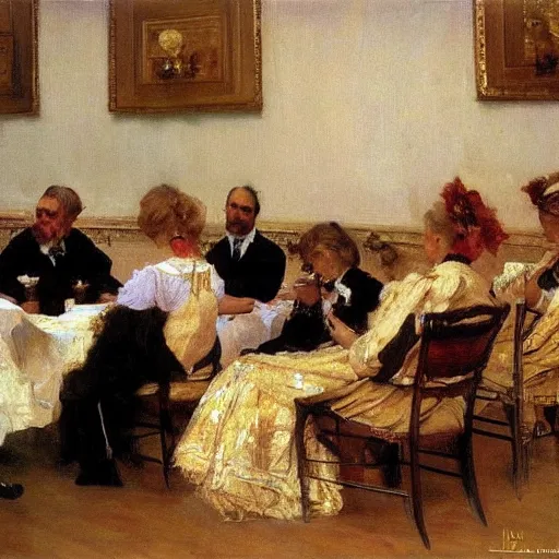 Image similar to high quality high detail painting by ilya repin, business meeting, hd