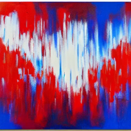 Image similar to acrylic abstract painting on canvas using primary red and blue