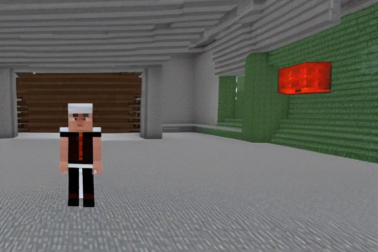 Image similar to gordan freeman in minecraft, minecraft screenshot