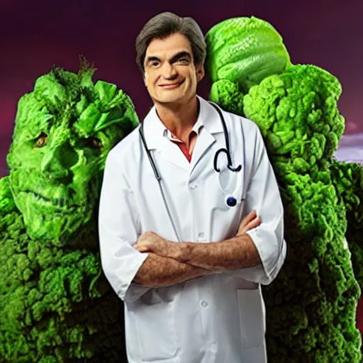 Image similar to dr mehmet oz as frankenstein, farming vegetables