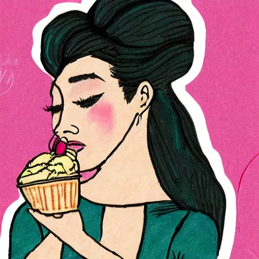 Image similar to a woman with ice cream for hair