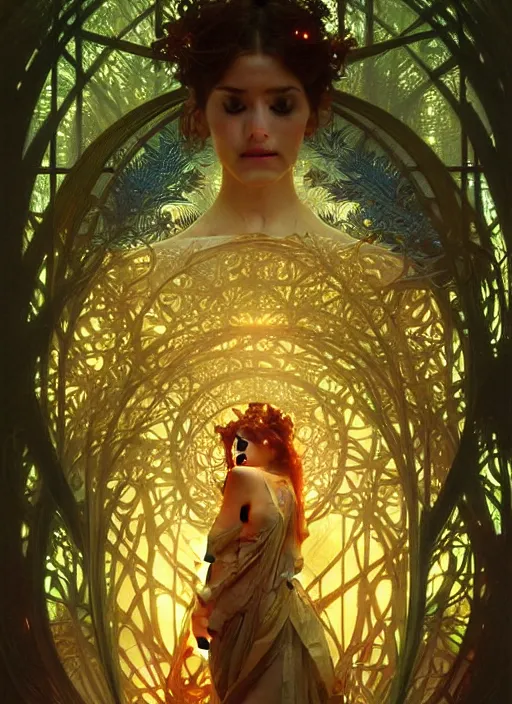 Prompt: water, air, life, forest, glowing lights!! intricate elegant, highly detailed, smooth, sharp focus, art by artgerm and greg rutkowski and alphonse mucha, volumetric lighting