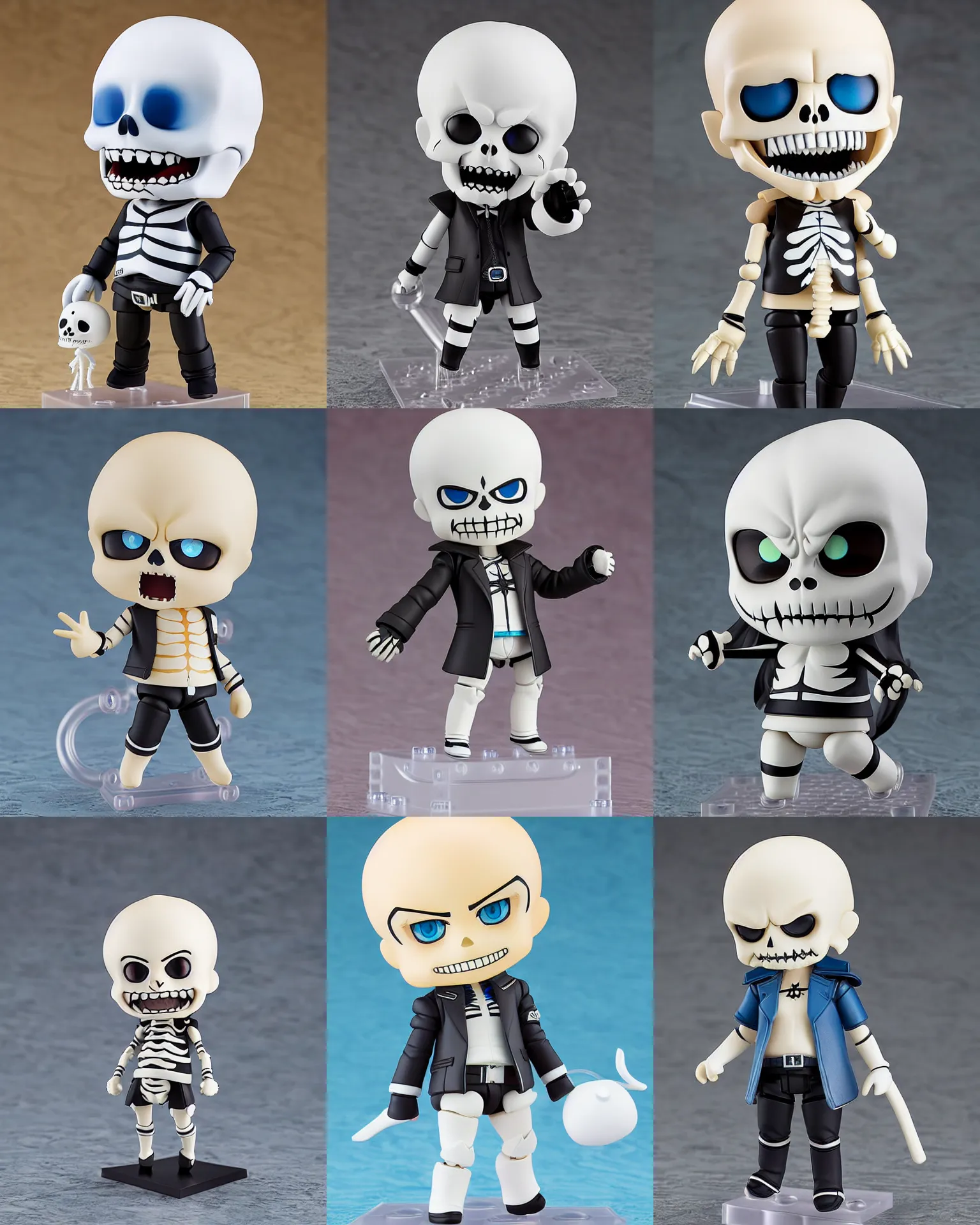 Prompt: a nendoroid of sans the skeleton, detailed product photo