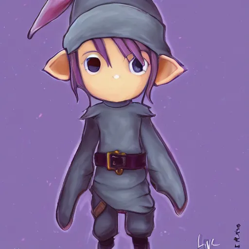 Image similar to little elf boy, purple tunic, blonde hair. light color palate, detailed soft painting, made in abyss art style, anatomically correct