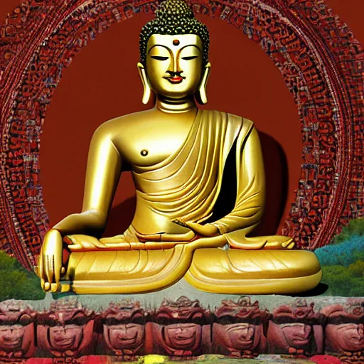 Prompt: the buddha standing upright