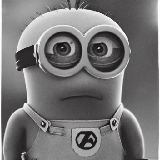 Image similar to old creepy black and white photograph of a minion