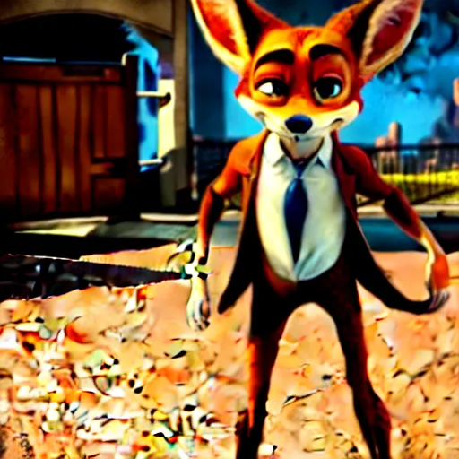 Image similar to nick wilde as max payne 3 set in zootopia