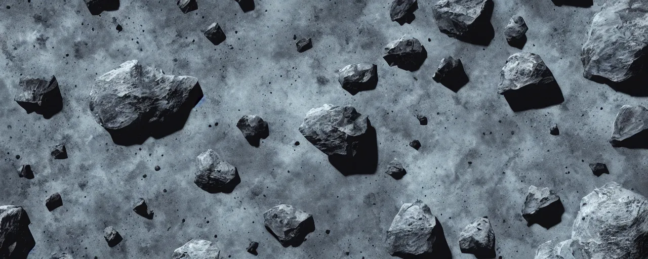 Image similar to ” rocky asteroid in space, [ cinematic, detailed, epic, widescreen, opening, establishing, mattepainting, photorealistic, realistic textures, octane render ] ”