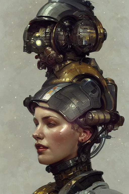 Prompt: A full portrait of a scifi heavy deep space miner, intricate, elegant, highly detailed, digital painting, artstation, concept art, smooth, sharp focus, illustration, art by Krenz Cushart and Artem Demura and alphonse mucha