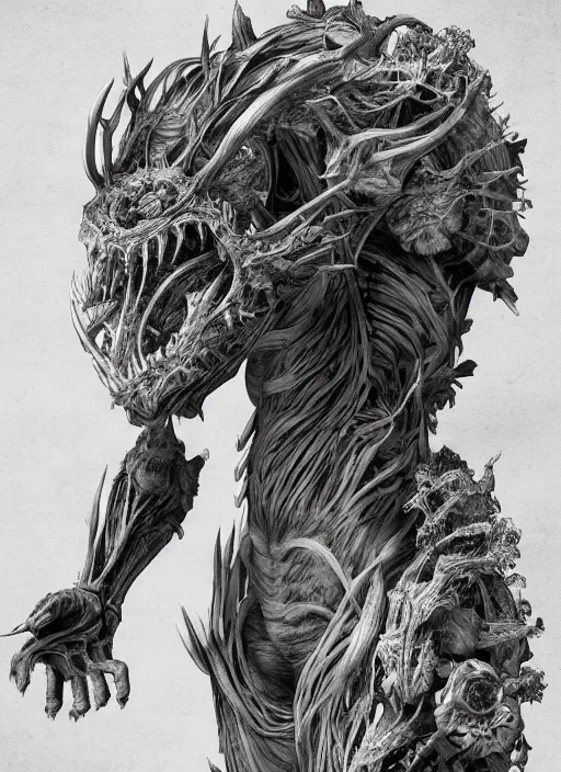 Prompt: full body and head monster anatomy, ross tran, anatomical, highly detailed sculpture, intricate detailed, ommatidia, 8 k, cinematic atmosphere, post - processing