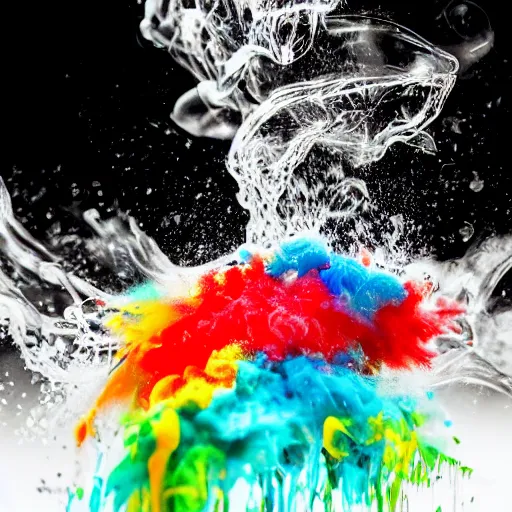 Prompt: slow-mo footage macro ink drops in water, colorful, professional photo, smoke, close-up