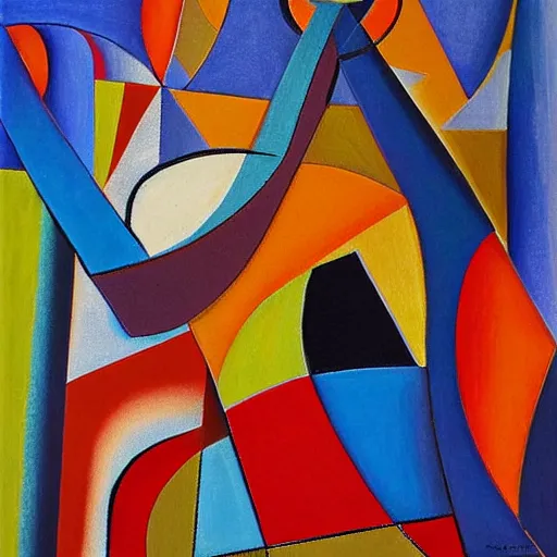 Image similar to footsteps leading a path forward, abstract art in the style of cubism and lenardo da vinci and cubism,