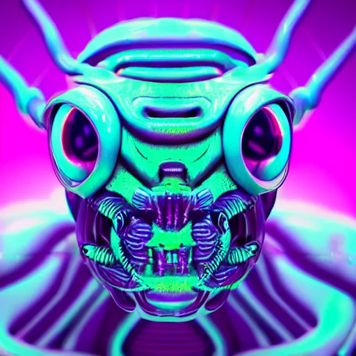 Prompt: synthwave insect alien face with neon tattos, detailed face, sharp focus, synthwave art, aesthetic, octane render, raw, cinematic