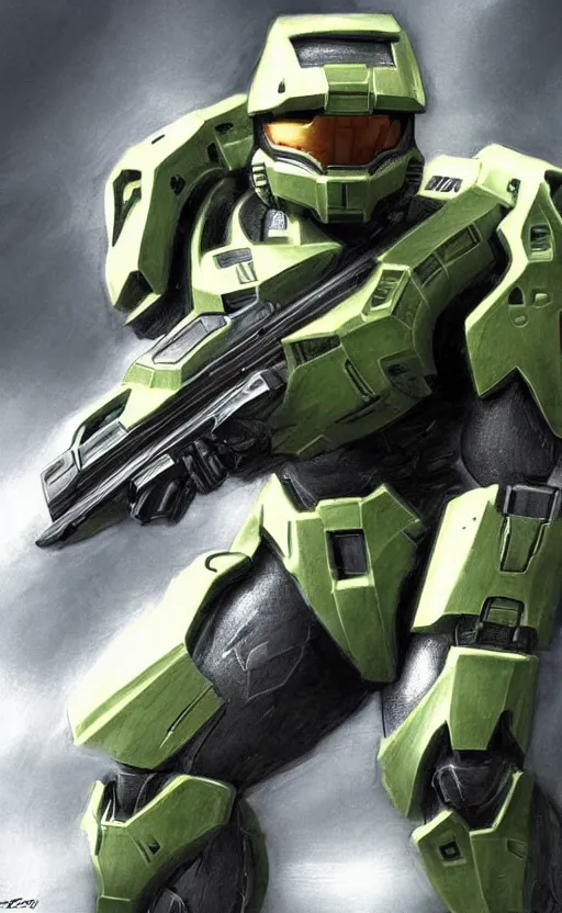 Prompt: master chief from halo, concept art, photo, highly detailed, 3 5 mm