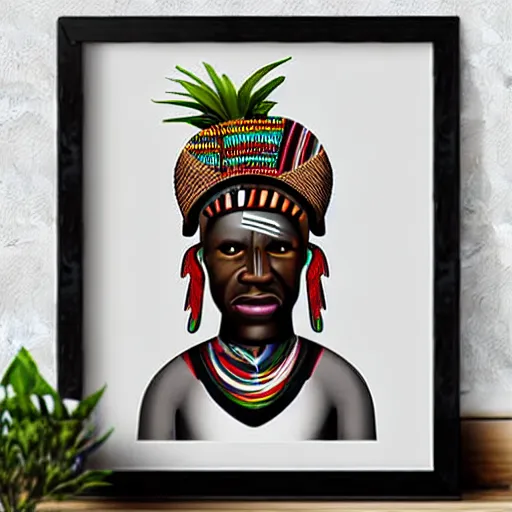 Prompt: african tribal chief vinyl art toy, detailed product photo,