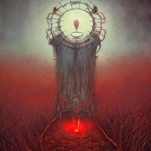 Prompt: realm of the ovarian machine, horror art, blue and red hour, by beksinski, szukalski, giger, pyromallis, dzo, iris compiet, seb mckinnon, digital art, highly detailed, intricate, sharp focus, trending on artstation hq, deviantart, pinterest, unreal engine 5, 4 k uhd image