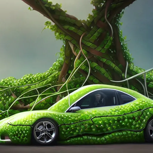 Image similar to a car wrapped in vines around the center, heonhwa choe, realistic, artstation, hd