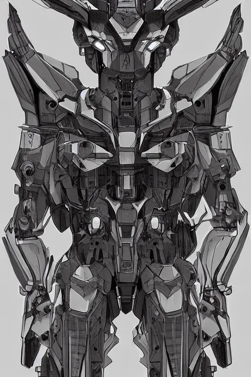 Image similar to very symmetrical!! full body illustrations of mecha, pen and ink, moderately detailed, concept art, wings, cyborg feathers, spread, cyborg wing, artstation, deviantart, pinterest