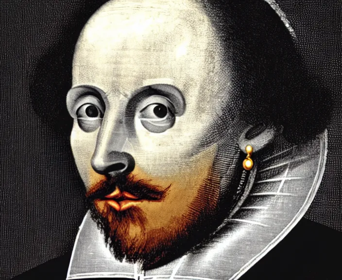 Image similar to 4 k hd, high detail photograph of william shakespeare, shot with sigma f / 4. 2, 2 5 0 mm sharp lens, wide shot, consistent, isometric view, volumetric lighting, high level texture render