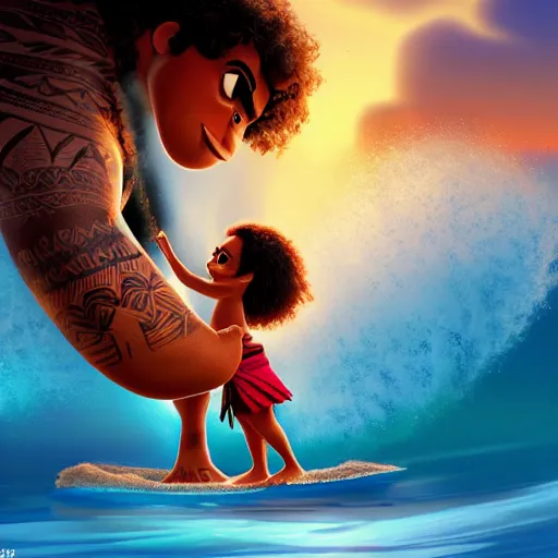 Moana & Maui (live action) - AI Photo Generator - starryai