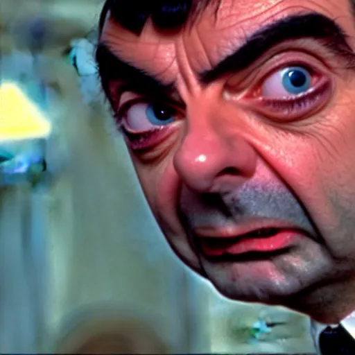 Prompt: mr. bean as austin powers. movie still. cinematic lighting.