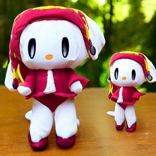 Image similar to cute fumo plush of a girl who lives at the top of a huge fiery volcano