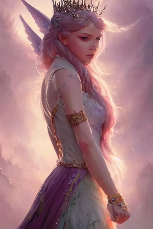 Image similar to fairy princess, highly detailed, d & d, fantasy, highly detailed, digital painting, trending on artstation, concept art, sharp focus, illustration, art by artgerm and greg rutkowski and magali villeneuve