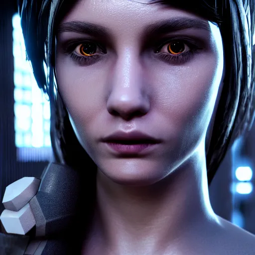 Image similar to cyberpunk girl close up portrait, ultrarealistic, unreal engine 5, highly detailed