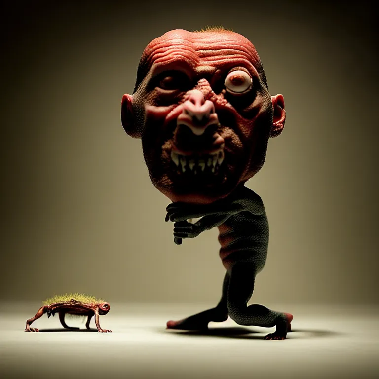 Image similar to laboratory miniature creature in pain and anger and revange by Christopher Soukup, David Fincher, Dan Witz, Gregory Crewdson, Huleeb, Lee Griggs, Mike Nash, Paul Chadeisson, Stephen Shore, sideshow collectibles, Terry Richardson, Vitaly Bulgarov