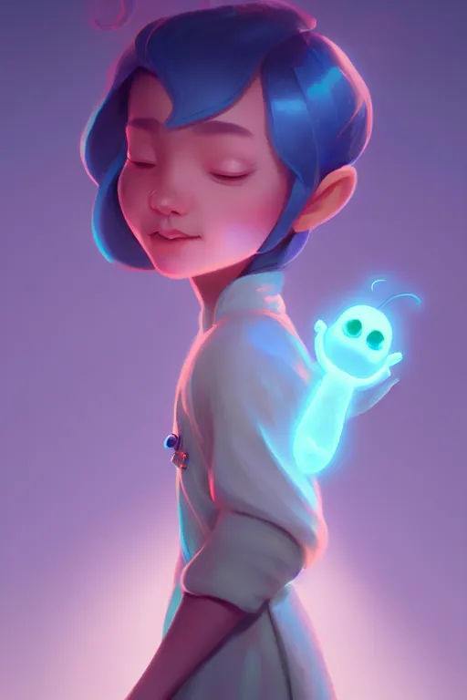 Image similar to super cute Bioluminescent prince character concept, soft light, soft mood, realistic body features and face, illustration, painting oil on canvas by Elena Zhurikhina and Goro Fujita and Charlie Bowater, octane render trending on artstation, 4k, 8k, HD