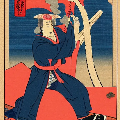 Prompt: Ukiyo-e art of Saul Goodman