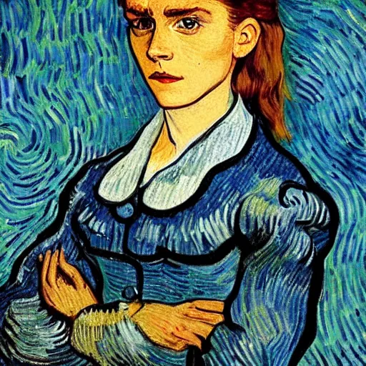 Image similar to emma watson painted by van gogh